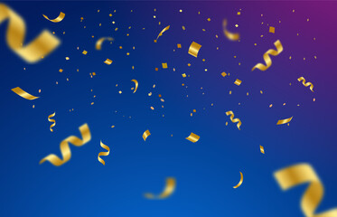 Abstract background. Party, Celebration or special birthday background with golden shiny glitters or ribbon falling in gradient background. Creative and Modern design. vector illustration