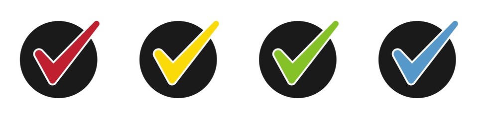 Set of checkmark icons. Vector illustration isolated on white background.