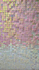 Photo zone with pink mother-of-pearl sequins made of squares