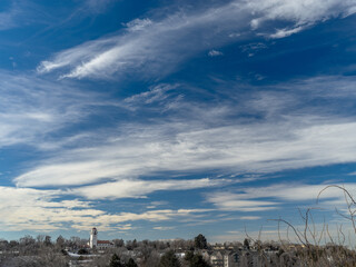 Fototapeta na wymiar Train depot in Boise Idaho with beautiful sky with clouds
