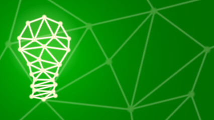 Light Bulb Abstract Illustration With Dots Lines And Shapes Green Background Business Illustration - Vector