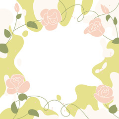Fototapeta na wymiar Square art template with pink rose flowers frame