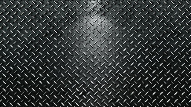 Metal diamond wall illuminated by lights for background. 3d rendering