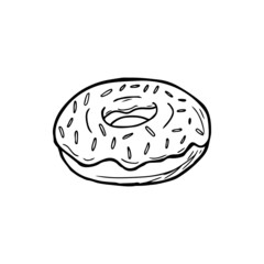 Donut hand draw vector icon. Sweet bakery