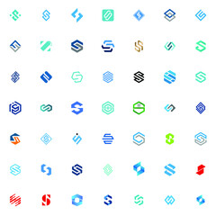 Set of creative S Letter Logo Design Template