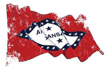 Textured Grunge Waving Flag of the State of Arkansas