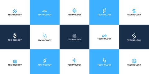 set of infographic elements Letter S Technology logo modern business branding for digital company