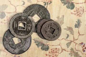 Antique Brass and Silver Asian Coins