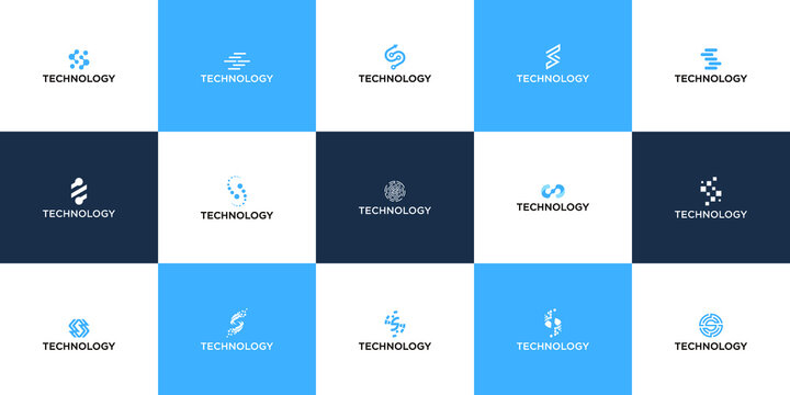 set of infographic elements Letter S Technology logo modern business branding for digital company