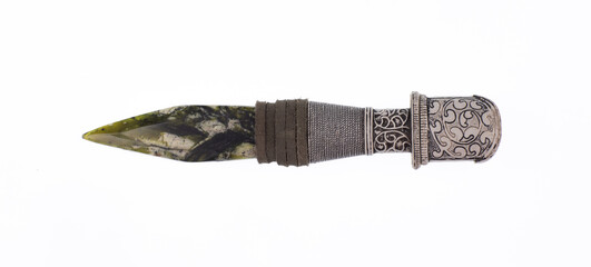 ceremonial jade dagger isolated on white background