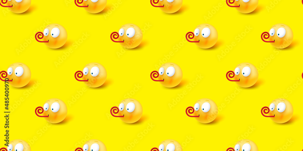 Poster vector seamless pattern with funny emojis. 3d vector illustration