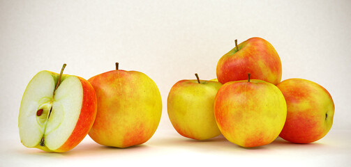 3d rendering - Apples from different angles isolated on white background high quality details