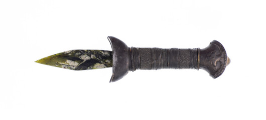 ceremonial jade dagger isolated on white background