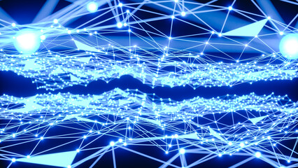 3D render. Digital abstract background with connected dots and lines. Digital plexus