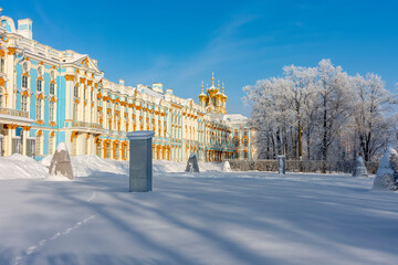 Catherine palace and park in winter, Tsarskoe Selo (Pushkin), St. Petersburg, Russia