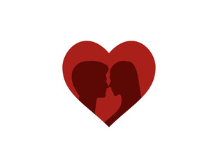 Couple love heart icon. Vector illustration. Flat design.