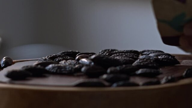 Dried tonka bean or cumaru harvested from the Amazon rainforest - flavorful and fragrant product