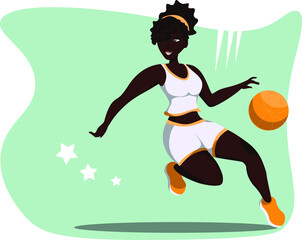 girl playing basketball vector illustration