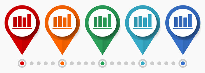 Graph, chart concept vector icon set, flat design pointers, infographic template