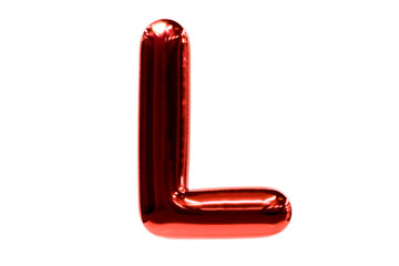 Balloon font metellic red letter L made of realistic helium balloon, Premium 3d illustration.