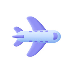 Airplane. Plane toy. 3d vector icon. Cartoon minimal style.