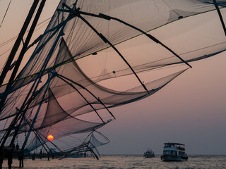 Fishermans nets in Kerala India