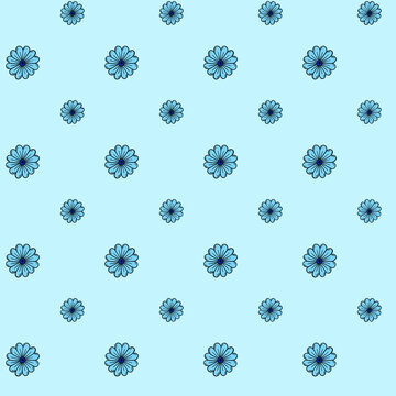 hand drawn blue flower pattern free vector