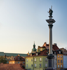 Obraz premium Castle Square and Sigismunds Column erected in 1643 and designed by Constantino Tencalla and Clemente Molli - Warsaw, Poland