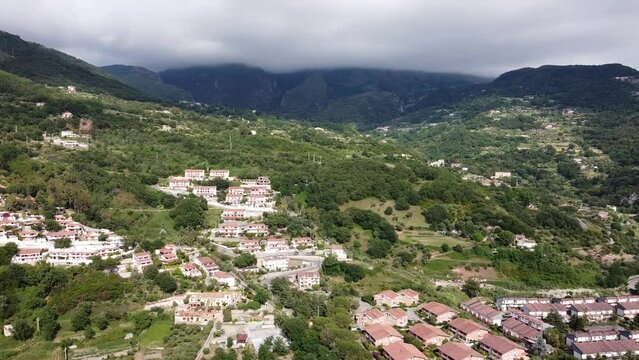 Aerial view over Torremezzo di Falconara, village in Calabria, Italy
