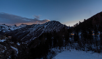 Obraz na płótnie Canvas Sunrise in Saas Fee, Valais, Switzerland, Europe