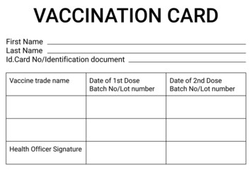Covid-19 vaccination certificate. Vaccination card to show that a person has been vaccinated. Vaccination record card.