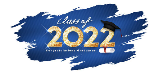 Class of 2022 Vector text for graduation gold design, congratulation event, T-shirt, party, high school or college graduate. Lettering for greeting, invitation card

