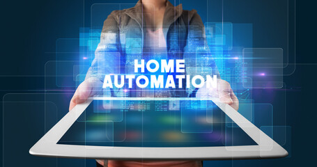 Person holding tablet, technology concept