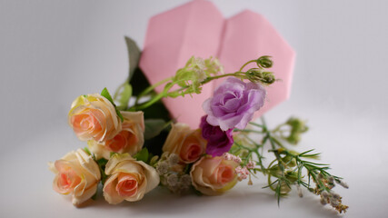 bouquet of roses with copy valentine, wedding