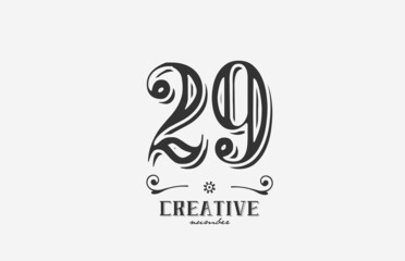 29 vintage number logo icon with black and white color design. Creative template for company and business
