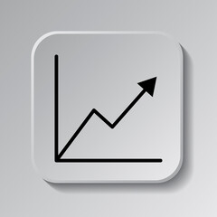 Graph diagram simple icon vector. Flat desing. Black icon on square button with shadow. Grey background.ai