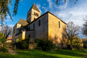 Fototapeta premium Yellow stone Roman church in Perigord
