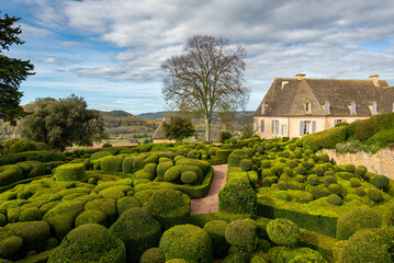 Topiary extravaganza of  the Marqueyssac castle in Perigord, France