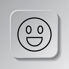 Smile simple icon vector. Flat desing. Black icon on square button with shadow. Grey background.ai