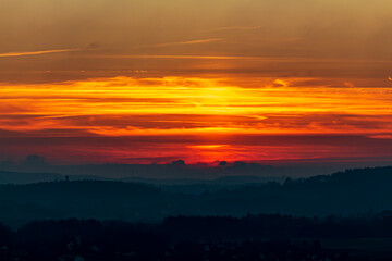 Fototapeta premium Beautiful sunset in Thurgau, Switzerland, Europe