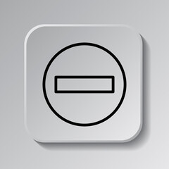 Stop simple icon, vector. Flat desing. Black icon on square button with shadow. Grey background.ai