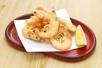shiba ebi no karaage, deep fried Japanese  famous shrimp