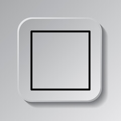 Stop, musical simple icon. Flat desing. Black icon on square button with shadow. Grey background.ai