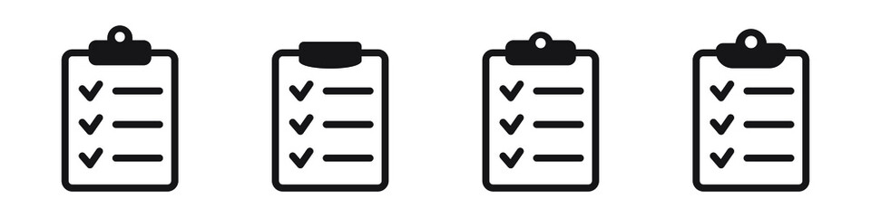 Clipboard vector icon. Task checklist icon. Task completed. Signed icon of an approved document. Project completed.