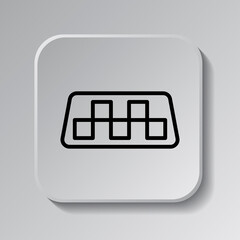 Taxi simple icon vector. Flat desing. Black icon on square button with shadow. Grey background.ai