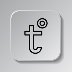 Obraz premium Temperature simple icon vector. Flat desing. Black icon on square button with shadow. Grey background.ai
