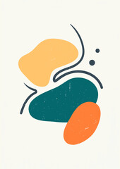 Abstract textured art with simple geometric shapes and lines for wall decoration, postcard