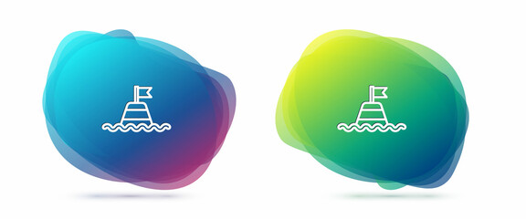 Set line Floating buoy on the sea icon isolated on white background. Abstract banner with liquid shapes. Vector