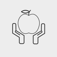 Apple in hand vector icon illustration sign 