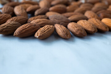 Almond kernels on white background